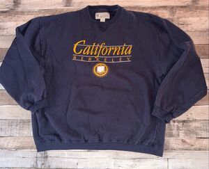 XXL 90s California Berkeley University Pullover Crewneck Blue Yellow Sweatshirt